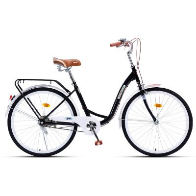 China Amazon Hot Selling Popular City Bike For Women Retro Cycling 24 High Carbon Steel Bicycle 26 Inch Single Speed ​​Lady City Bicycle for sale