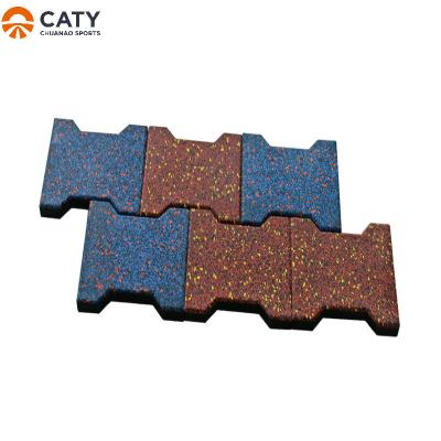 China Dog Bone Interlocking Rubber Pavers Tile Weatherproof For Outdoor Racecourse Horse Stable Mat for sale