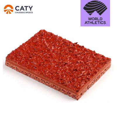 China Iaaf Approved 400m Standard 8 lanes Spray Coated Sandwich Athletic Rubber Running Track for Sports Fields for sale