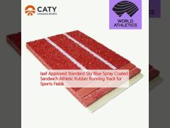 Iaaf Approved Standard Sky Blue Spray Coated Sandwich Athletic Rubber Running Track for Sports Fields