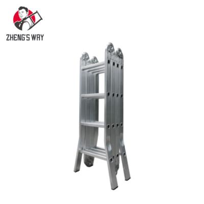 China Adjustable aluminum folding ladders 12 steps en131 large joint ladder with platform for sale