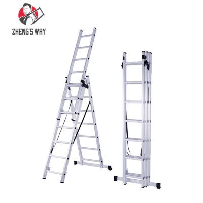 China AOYI 5M Folding Ladders Aluminum Alloy Household Ladders Extension Ladder Folding for sale