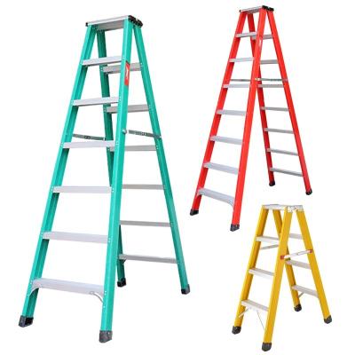 China 4/5/6/7/8/9/10 Colored Double Step Fiberglass Ladder Ladder Industrial Fiberglass Insulation Side Ladder for sale