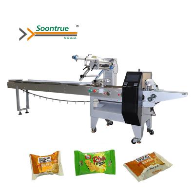 China Soontrue Automatic Food Machinery Pillow Cookie Cup Cake Packaging Machine Supplier for sale