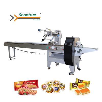 China Food soontrue sz180 horizontal wafer cookies pillow flow wrapping machine for sale