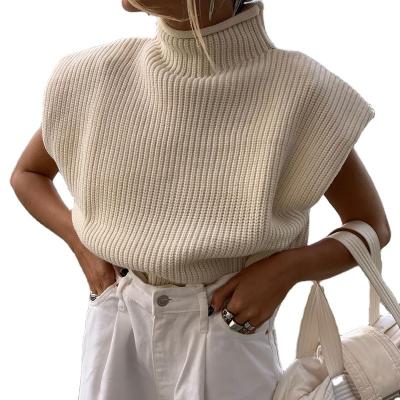 China A202 Autumn Winter Solid Color Apricot Breathable White Wool Knit Sweater Sexy Turtle Neck Pull Over Vest Sweater Women for sale