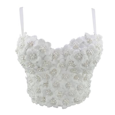 China Fresh New Boutique N352 Viable Outer Wear Bra Strapless Flower Beaded Diamond Women Sexy Sleeveless Vest Tops Crop Crop Tops for sale