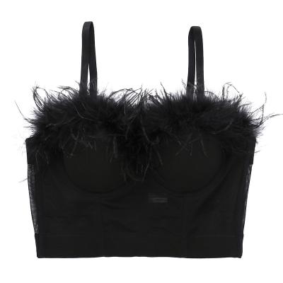 China New Fashion T891 Viable Sexy Women's Sexy Camisole Women's Feather Wear Outer Shorts Tube Tops Off The Shoulder Plain Crop Tops for sale