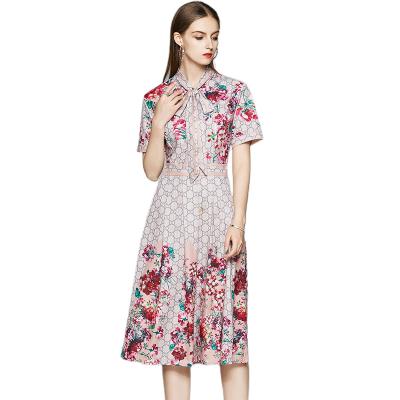 China T752 Lady's Anti-static Elegant Clothes Summer Short Sleeve Vestidos Plus Size Women's New Fashion Casual Party Dresses for sale