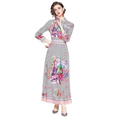 China T763 Women's Long Sleeve Fashion Print Party Evening Dresses Anti-Static New Elegant Modern Ladies Maxi Formal Dresses Plus Size for sale