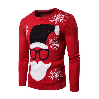 China Autumn New Men's Knitted Sweater Santa Claus Print Men's Shirt Men's Breathable Top for sale