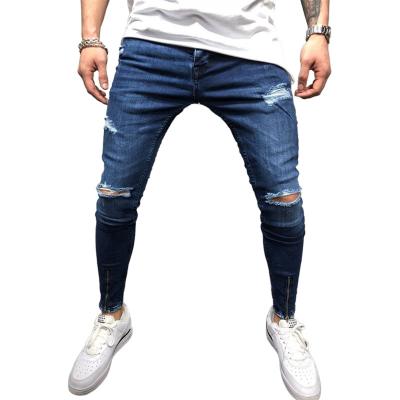 China OEM Breathable Logo Designer Full Length Skinny Custom Made High Quality Cheap Ripped Denim Men's Jeans for sale