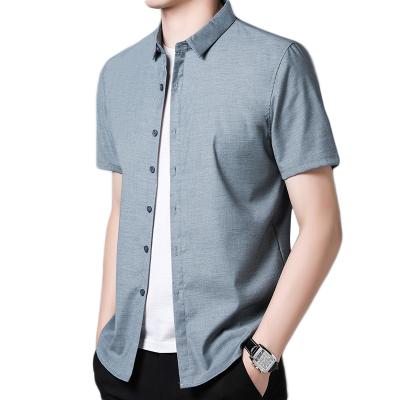 China Solid Color Men's Breathable Colorful Short Sleeve Shirts Slim Fit Business Casual Men's Shirts Tops for sale