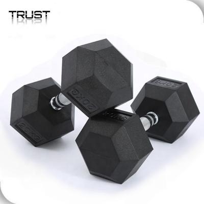 China Hot Selling Anti-Rolling Fitness Equipment Design Hex Rubber Dumbbells for sale