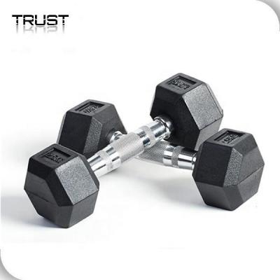 China Hex Design Anti-rolling Short Delivery Time Dumbbell Weight Bar Rubber Hex for sale