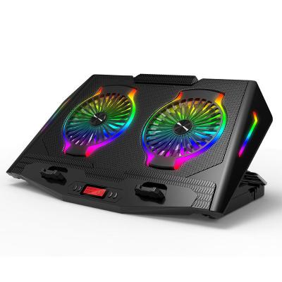 China 2023 USB Hot Selling Double Cavity Extra Large Double Fan RGB Light Iron Mesh Heatsink Adjustable Foldable Tablets and Laptops for sale