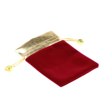 China Red Cosmetic Pouch Custom Velvet Drawstring Bag Handle Velvet Jewelry Gift Gift Protection Red Drawstring Bags for sale