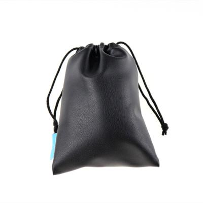 China High Quality Rope Handle Custom Design Black Leather Jewelry Pouch Wholesale Pouch Bag PU Cotton Leather Drawstring Bag for sale