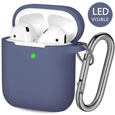 China For Earphone Thicken Chargeable Airpods Cover Soft Silicone Earphone Case With Carabiner Anti-lost For Apple Airpods for sale