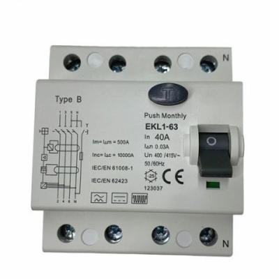 China TUV CE IP20 Type B RCCB Circuit Breaker 63A 40A 30mA DC 6mA for sale