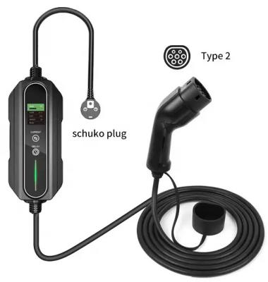 中国 Type 2 Portable EV Charger 6A - 16A Variable 3.6kW Schuko 2 Pin Plug 販売のため