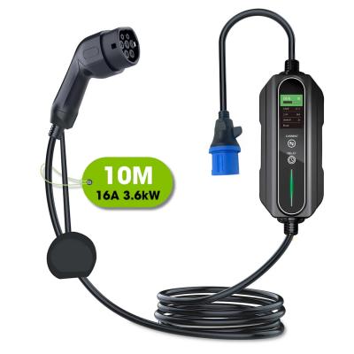 China 110-240V AC Portable EV Charger Type 2 To CEE Blue Plug 6A To 16A Variable à venda