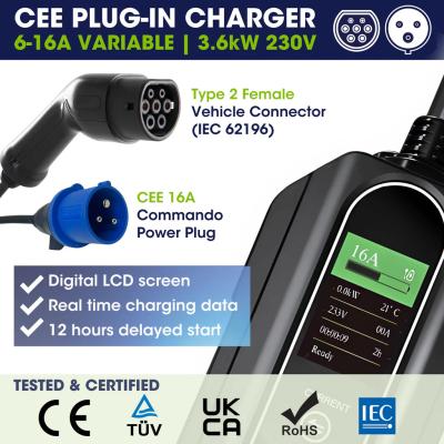 China 3.6KW/7.2KW Portable Vehicle Charging Station 2.5kg J1772/IEC62196 zu verkaufen