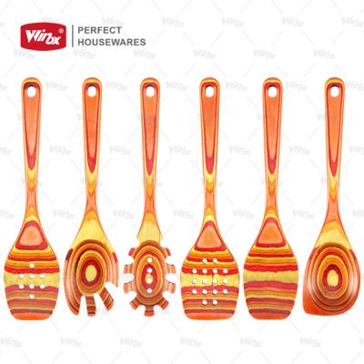 China Amazon Viable Hot Sale Kitchen Gadgets Non Stick Cookware 6pcs Pakka Wood Heat Resistant Kitchen Utensil Set for sale