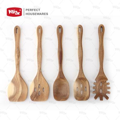 China Winox Sustainable Food Grade Utebsil Set Cookware 5pcs Acacia Wood Kitchen Tool Kit for sale