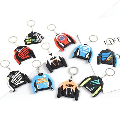 China Promotion Gift Wholesale Motorcycle Apparel Cute Soft PVC 3d Key Chain Rubber Motorcycle Racing Suit Keychains for sale