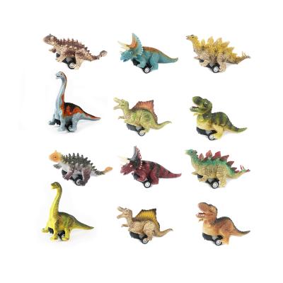 China Friction Toy Wholesale 4 Inch Mini PVC Dinosaur Push Car Toys Pull Back For Kids for sale