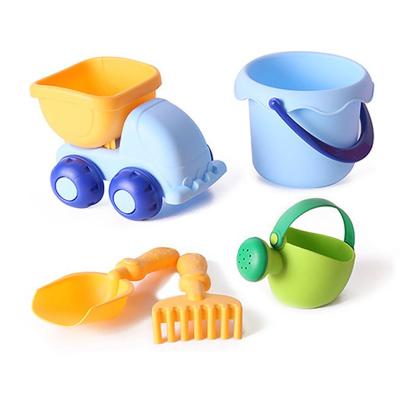 China Summer 5PCS Truck Kids Silicone Sand Beach Toys Soft Plastic Plastic Sand Beach Toys Set For Baby for sale