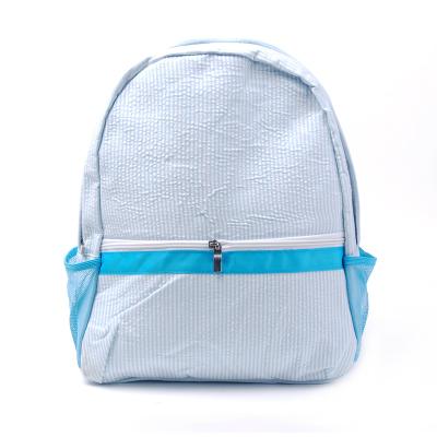 China Monogram Toddler Seersucker Backpack National Wholesale Back To School Kids Cotton Seersucker Backpack USA Shipping DOM112-187 for sale