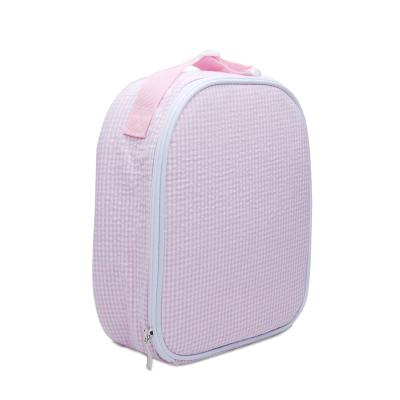 China Waterproof USA Store Kids Monogram Cotton Seersucker Cooler Bag Lunch Bag For Kids Free Shipping DOM-1021860 for sale