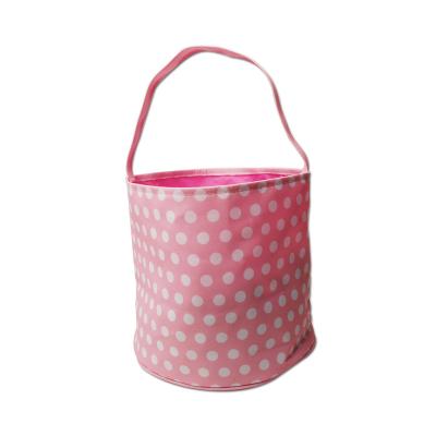 China Wholesale Fabric Easter Basket Pink with Small White Dots Easter Egg Basket DOM1206 for Kids to Carry Eggs Candy and Gifts for sale