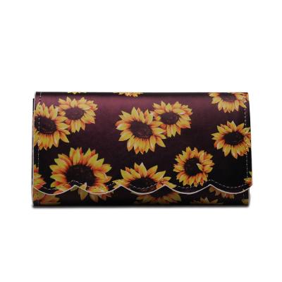 China Waterproof Ready To Ship Wholesale New Fashion Sunflower Women PU Leather Wallet DOM-102389 for sale