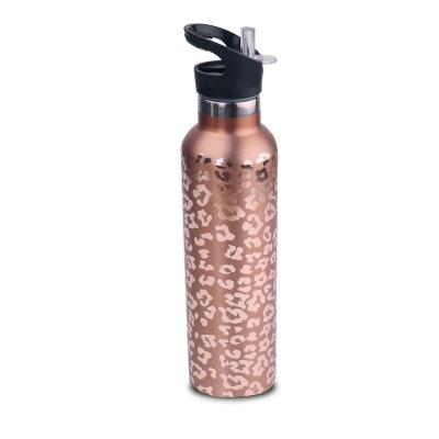 China Viable Wholesale 25OZ Customized Water Bottles Gold Leopard 304 Stainless Steel Water Tumbler With Straw DOM 117-1175 for sale