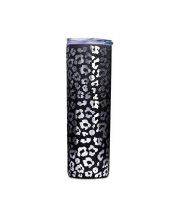 China Durable Black Silver Leopard Print Stainless Steel Tumbler With Lid DOM111-1175 for sale