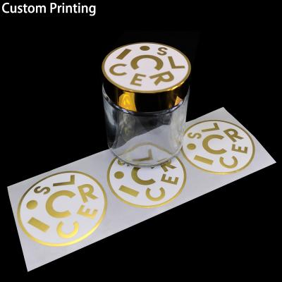 China Custom Barcode Printing Coated Circle Waterproof Gold Foil Guangdong Sticker Bottle Label Sticker Self Adhesive Paper Label for sale