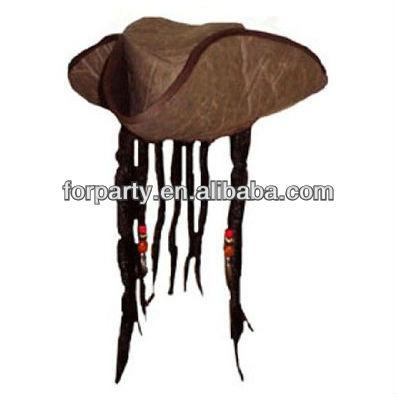 China Various Styles Are Available CG-H0382 Party Pirate Hat With Wigs / Braid for sale