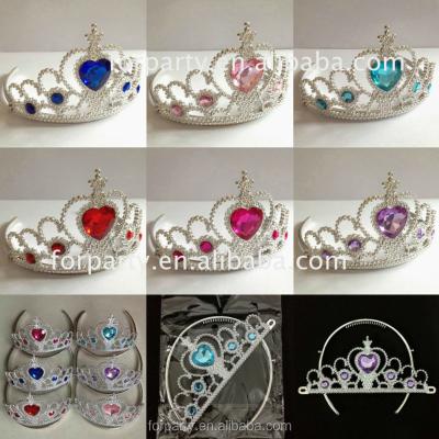 China Various styles are available HBN-1458 Children Tiara Plastic Tiara Crown Color Crown For Girls for sale