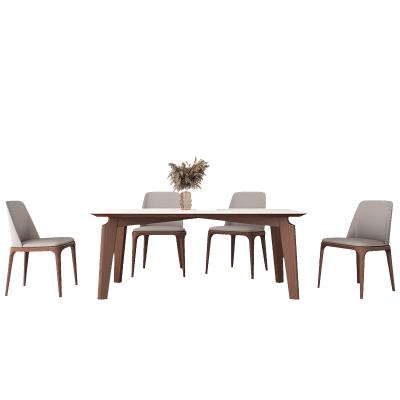 China (Other)Wholesale Nordic European Adjustable I Shape Restaurant Dining Room Furniture Marble Wood Dining Table And Chairs Dining Set for sale