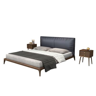 China 2022 New Style Queen Size Modern Cotton Gray Color Sample Bed Comfortable Double Solid Wood Frame Storage Bed for sale