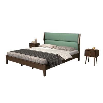 China Modern Italian Design King Size Wood Bed Frame Cherry Wooden Bedroom Furniture Beds for sale