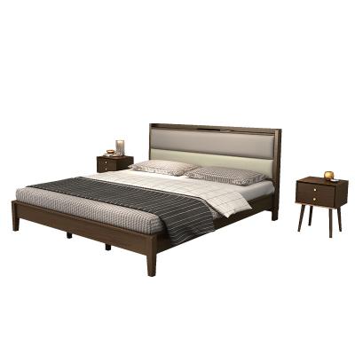 China Modern Popular Luxury Home Portable Bed Frame King Size Oak Wood Pine Wood Bedroom Sleep Bed Furniture for sale