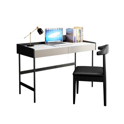 China Simple Modern Convertible Small Computer Desk Black And White Manager Office Desks And Secretary Chairs With Drawers for sale