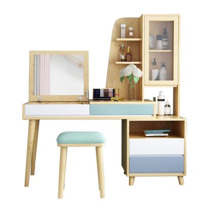 China Storage Mirrored Luxury Wooden Makeup Storage Bedroom Vanity Modern Beauty Dressing Table With Smart Mirror for sale