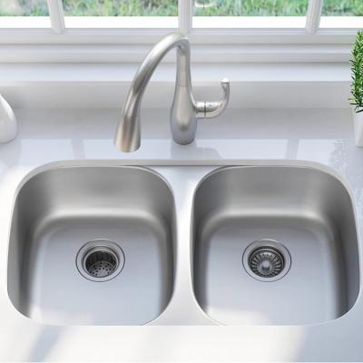 China Without Faucet 32 inch Undermount 50/50 18 gauge Stainless Steel Kitchen Sink Double Bowl for sale