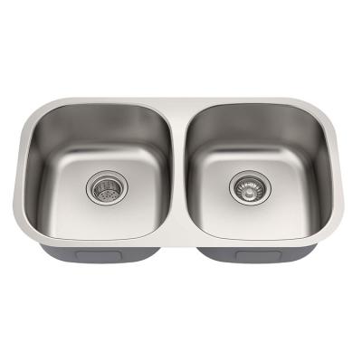 China Without Faucet cupc Kitchen Sink Factory Stainless Steel Undermount 50/50 Double Bowl Sink for sale