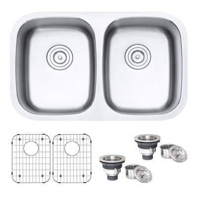 China Without Faucet 7447 18 Gauge 29 inch Undermount Sinks 50/50 Double Bowl Stainless Steel Kitchen Sink for sale